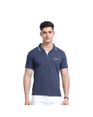 Greys&Blues EcoBlend Polo Tshirt- Navy Melange with White Tipping
